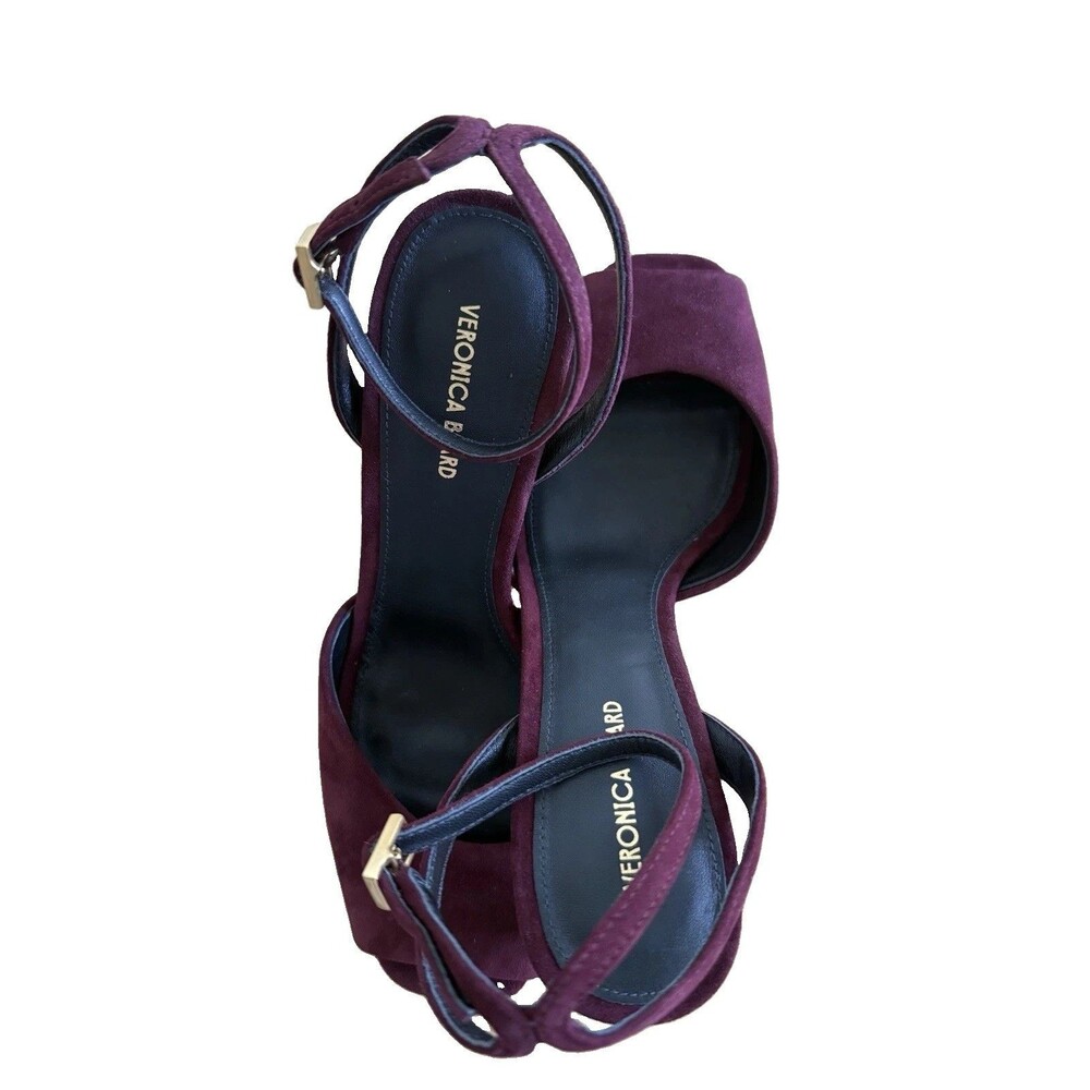 Womens Veronica Beard Burgundy Suede Platform Strappy Heels Sz 7.5 M Luxury EUC - Picture 16 of 16